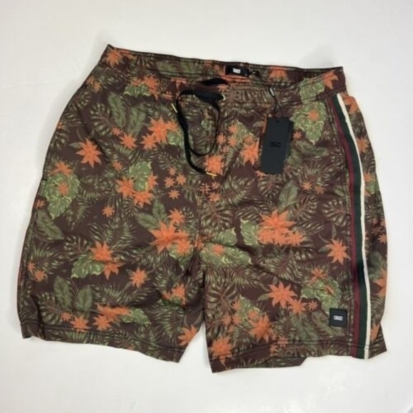 Kith Other - KITH Tilden Swim Trunks Black Floral Print KH7020-100 Size L